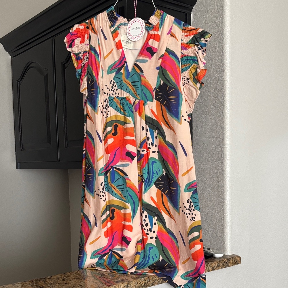 Umgee Multicolor Leaf Print Dress